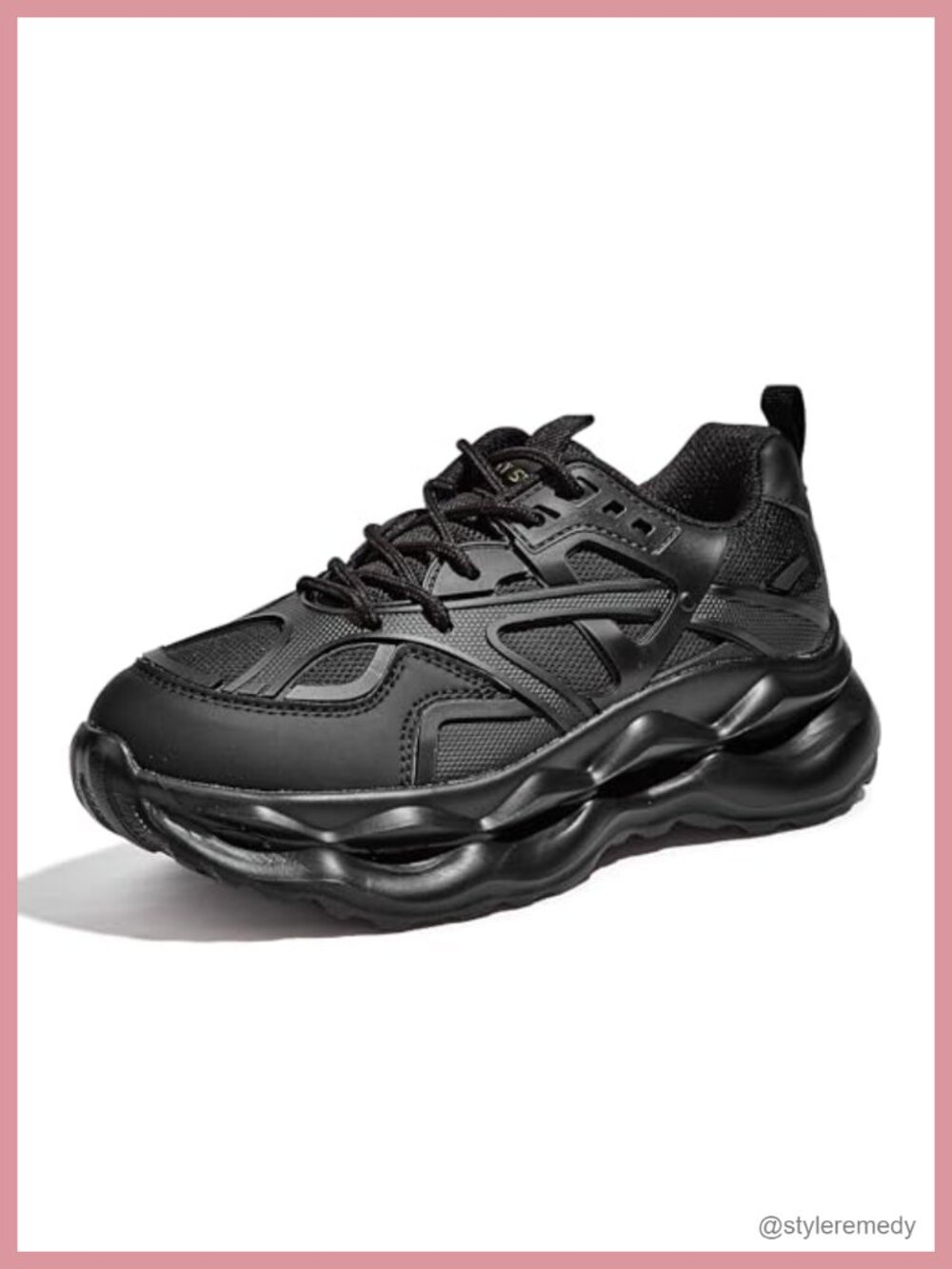 Chunky Platform Sneakers Rhinestone Bling 90s Dad Rave Lace-Up Walking Shoes